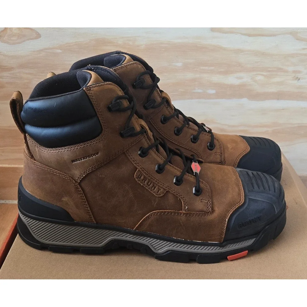 BRUNT The Perkins Waterproof Comp Toe 6in Work Boots Mens 14 Brown ASTM F2413-24